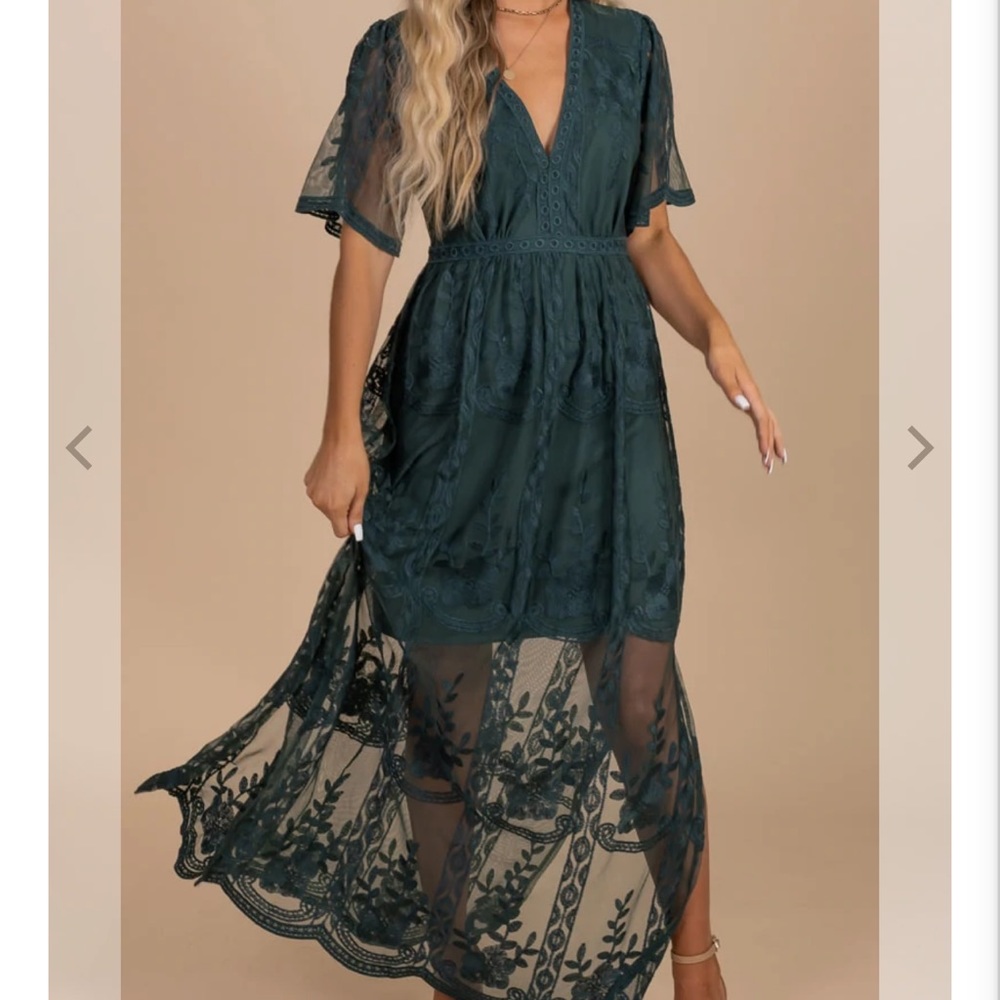 Teal Lace Maxi Dress